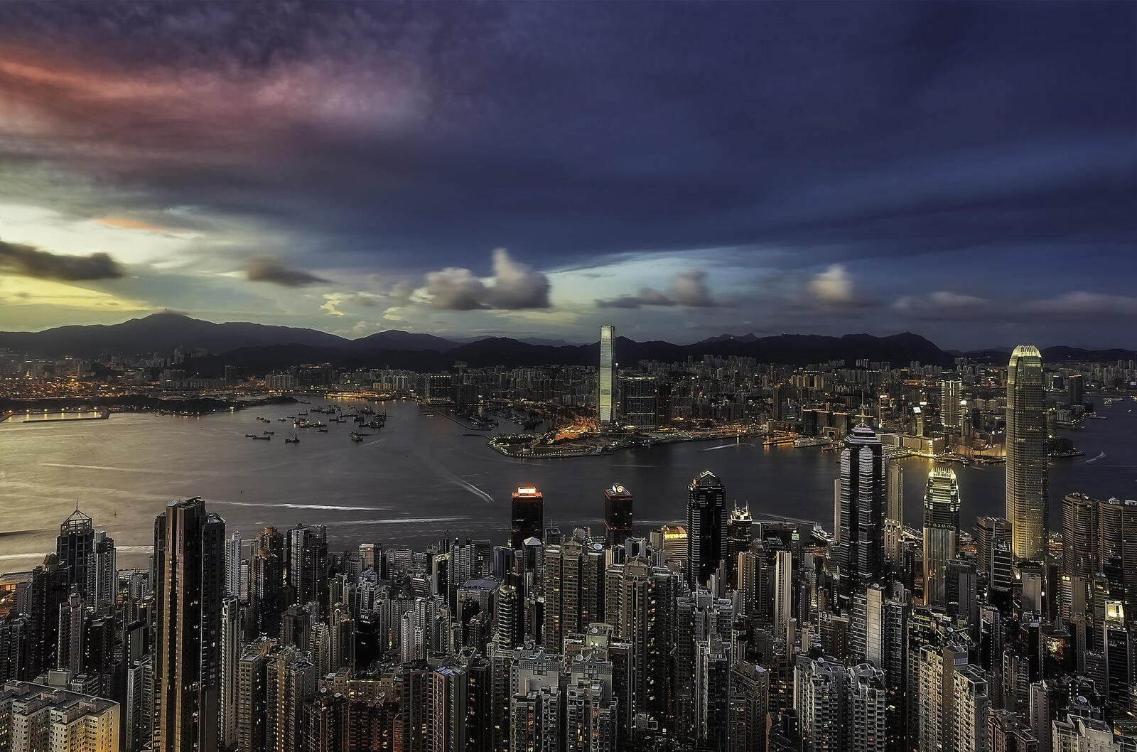 Обои Гонконг Китай закат на рабочий стол