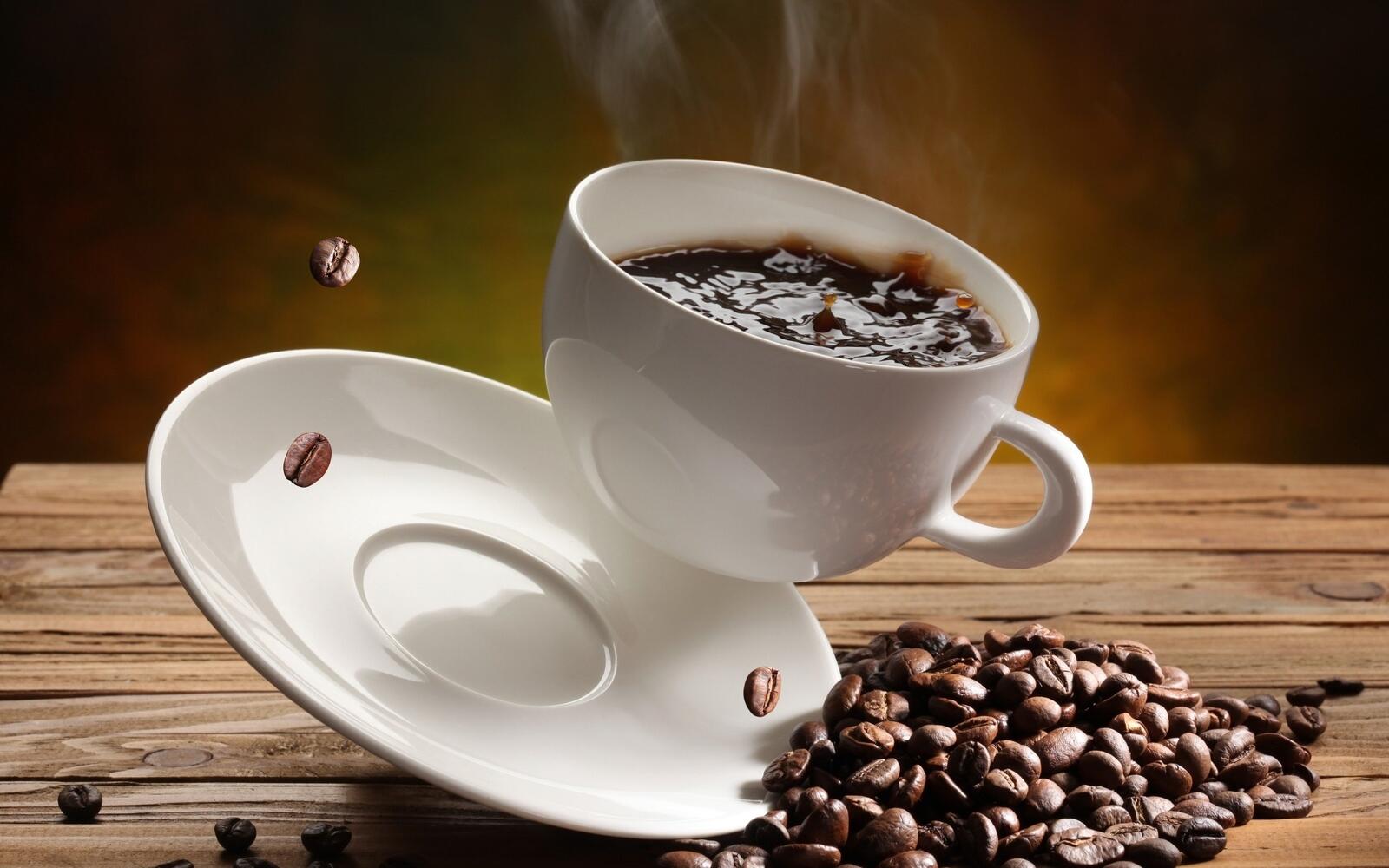Обои кофе кофейные зерна кружка на рабочий стол