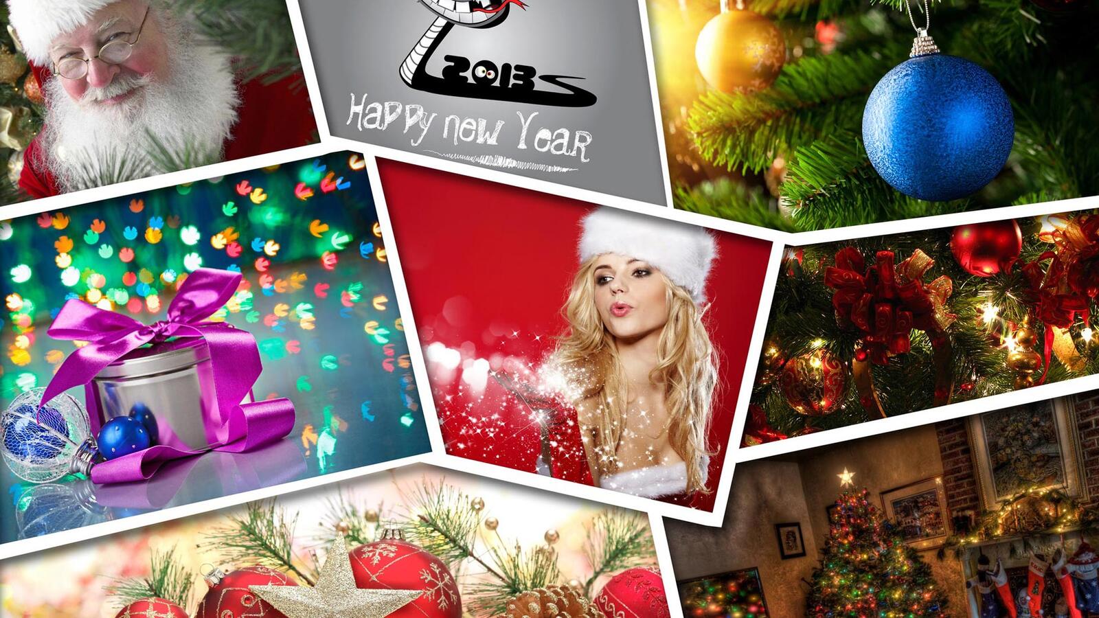 Wallpapers collage girl new year on the desktop