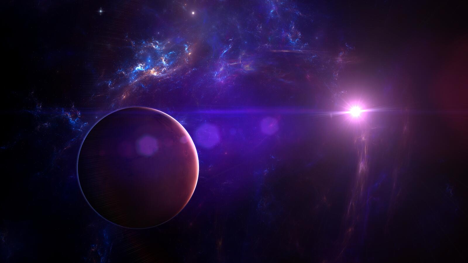 Обои галактика фиолетовый туманность Вселенная на рабочий стол