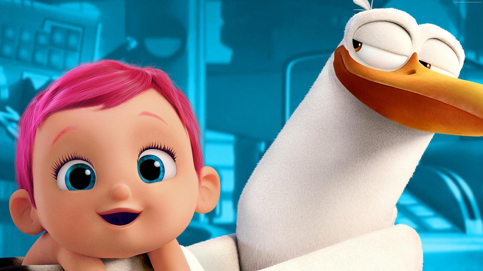 Wallpapers storks child animated movies on the desktop