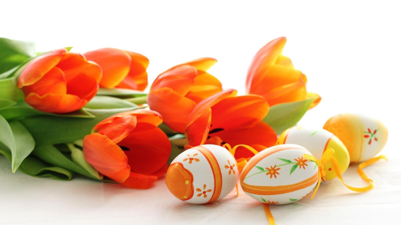 Wallpapers colored eggs bouquet easter on the desktop