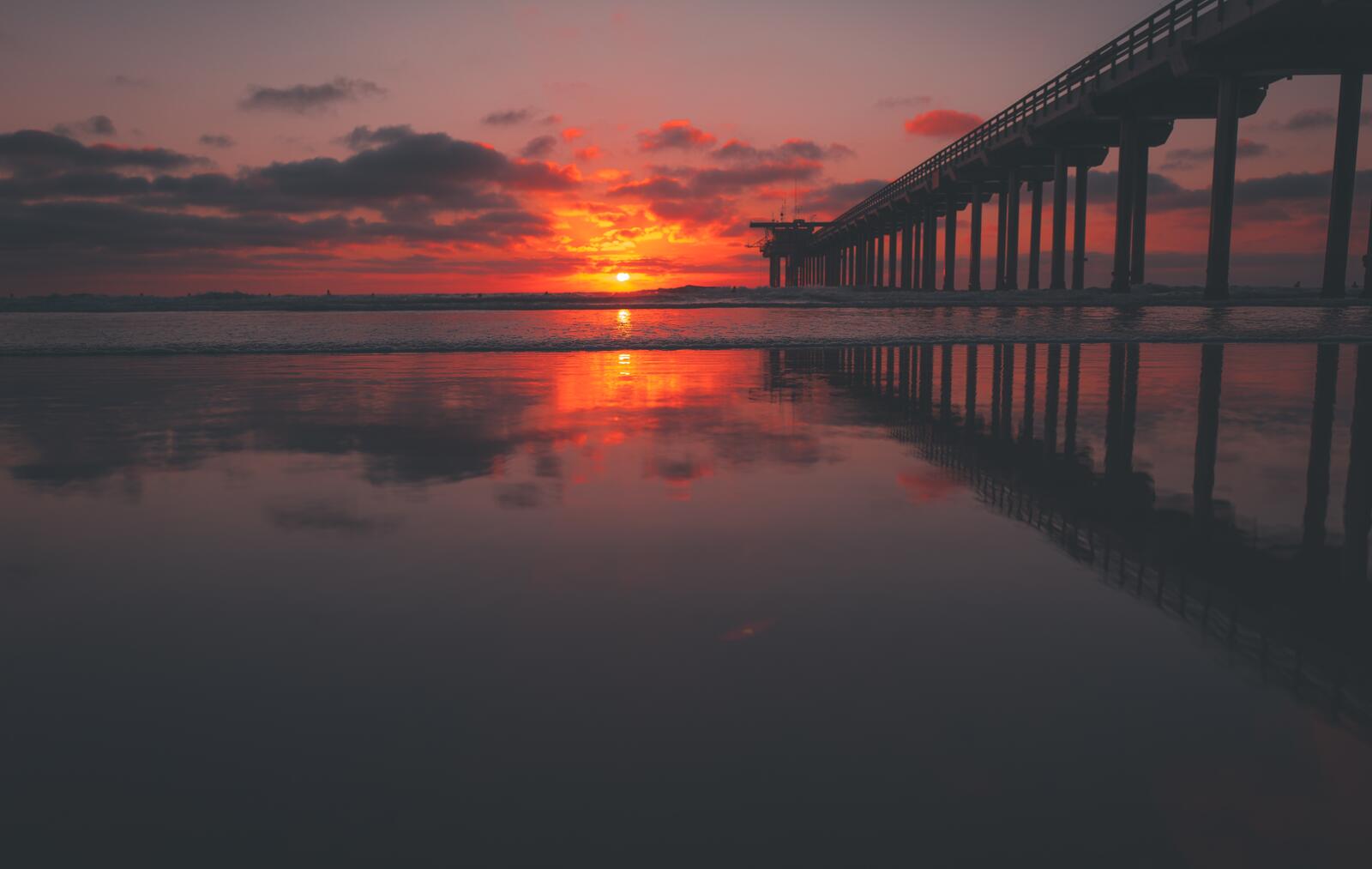 Free photo Sunset and bridge