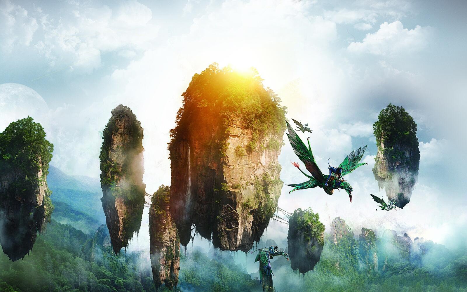 Wallpapers Avatar Neytiri floating island on the desktop