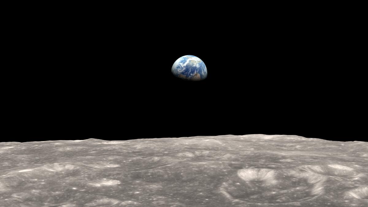 An example of how Earth looks from the moon`s surface