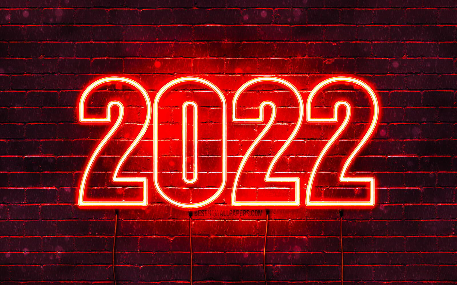 桌面上的壁纸2022 红色 夜光数字