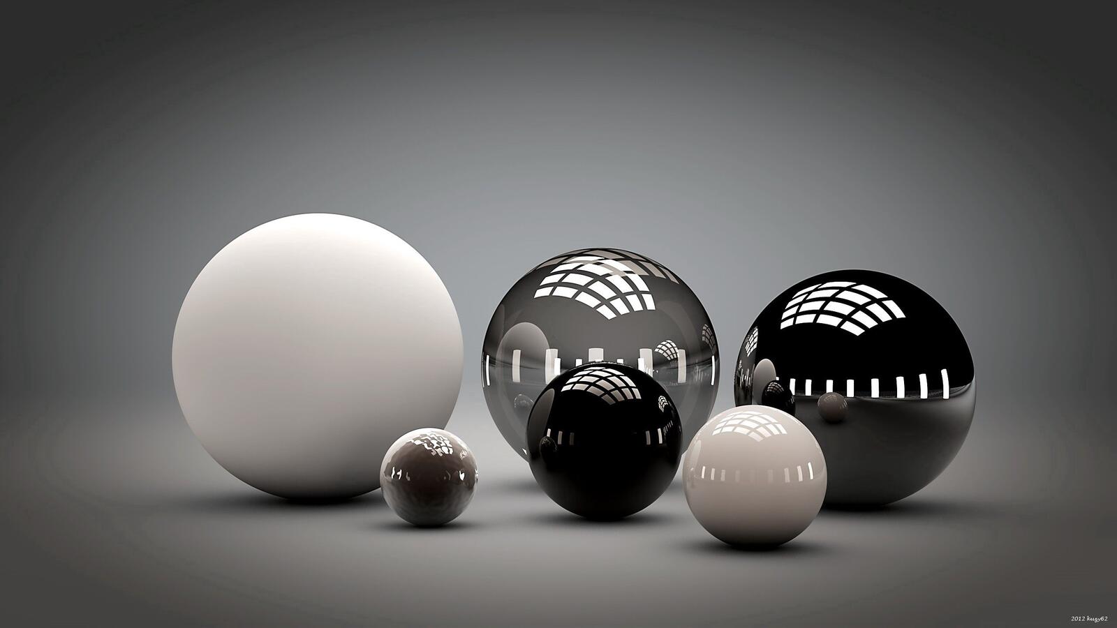 Обои шарики шары черно-белый на рабочий стол