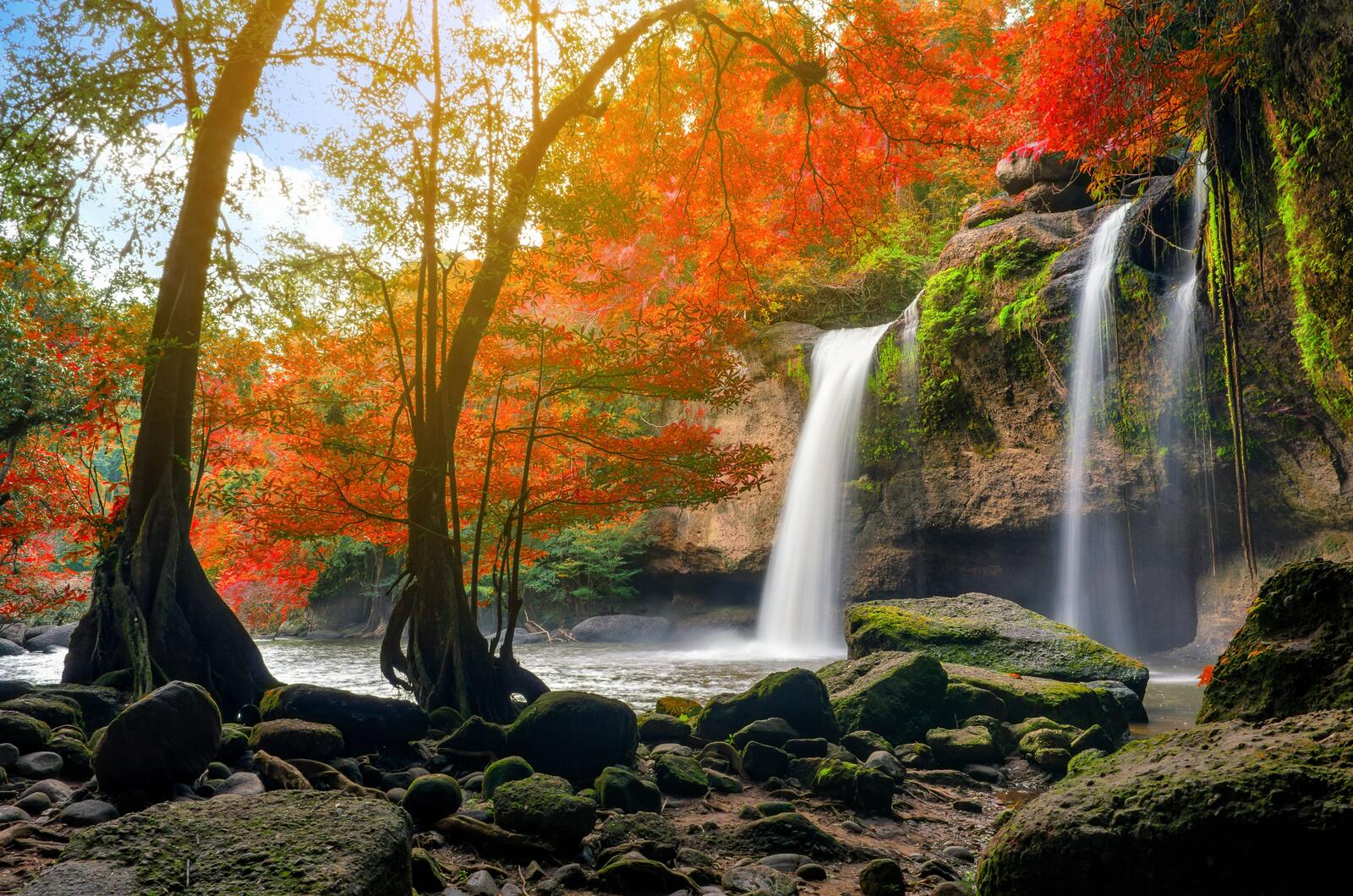 Wallpapers waterfall Thailand autumn on the desktop