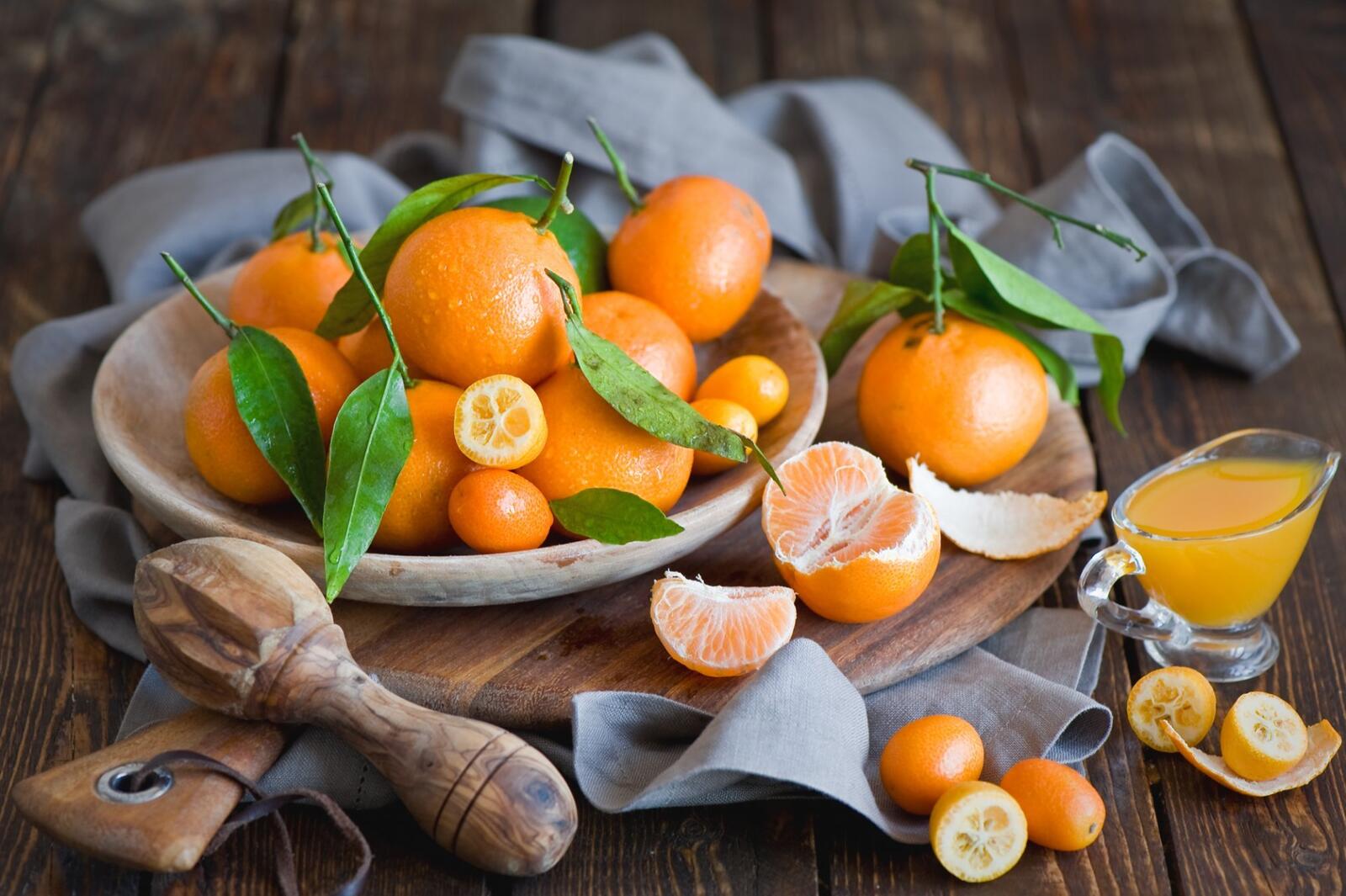 Wallpapers tangerines food fresh mandarins on the desktop
