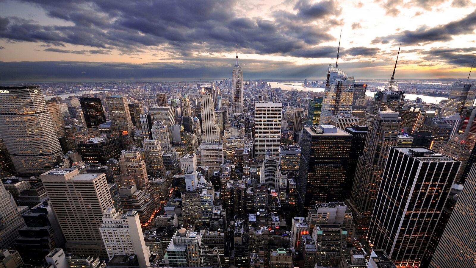 Обои Нью-Йорк вид сверху городской пейзаж на рабочий стол