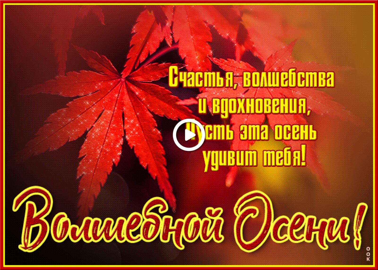A postcard on the subject of of magical autumn leaves inscription for free
