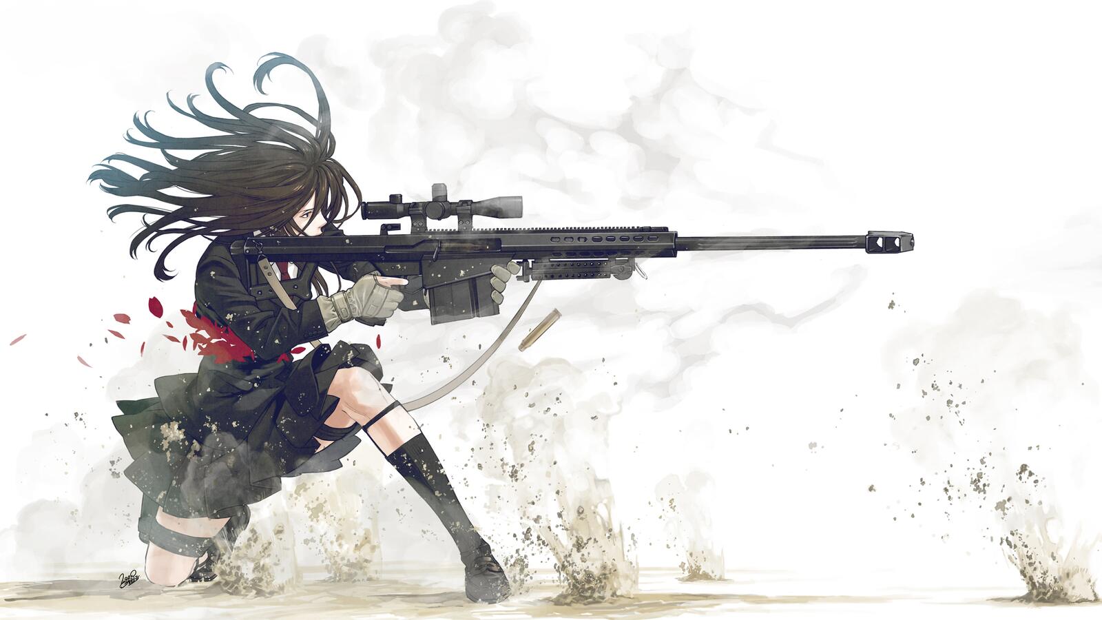 Wallpapers sniper anime girl on the desktop