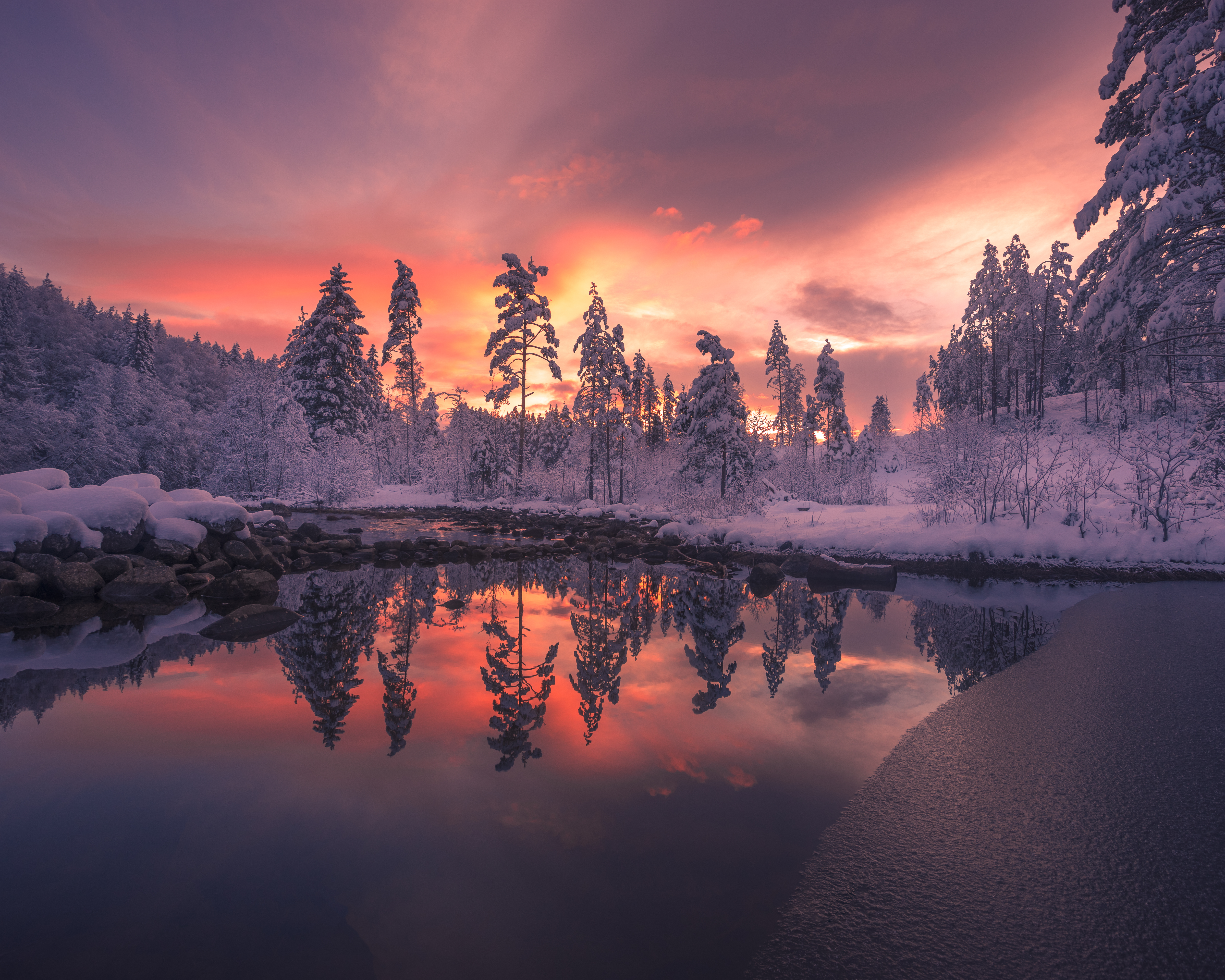 Wallpapers Sunrise winter in Telemark Norway on the desktop