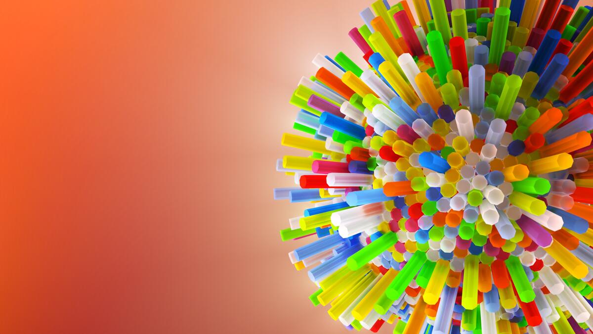 A ball made of colored tubes
