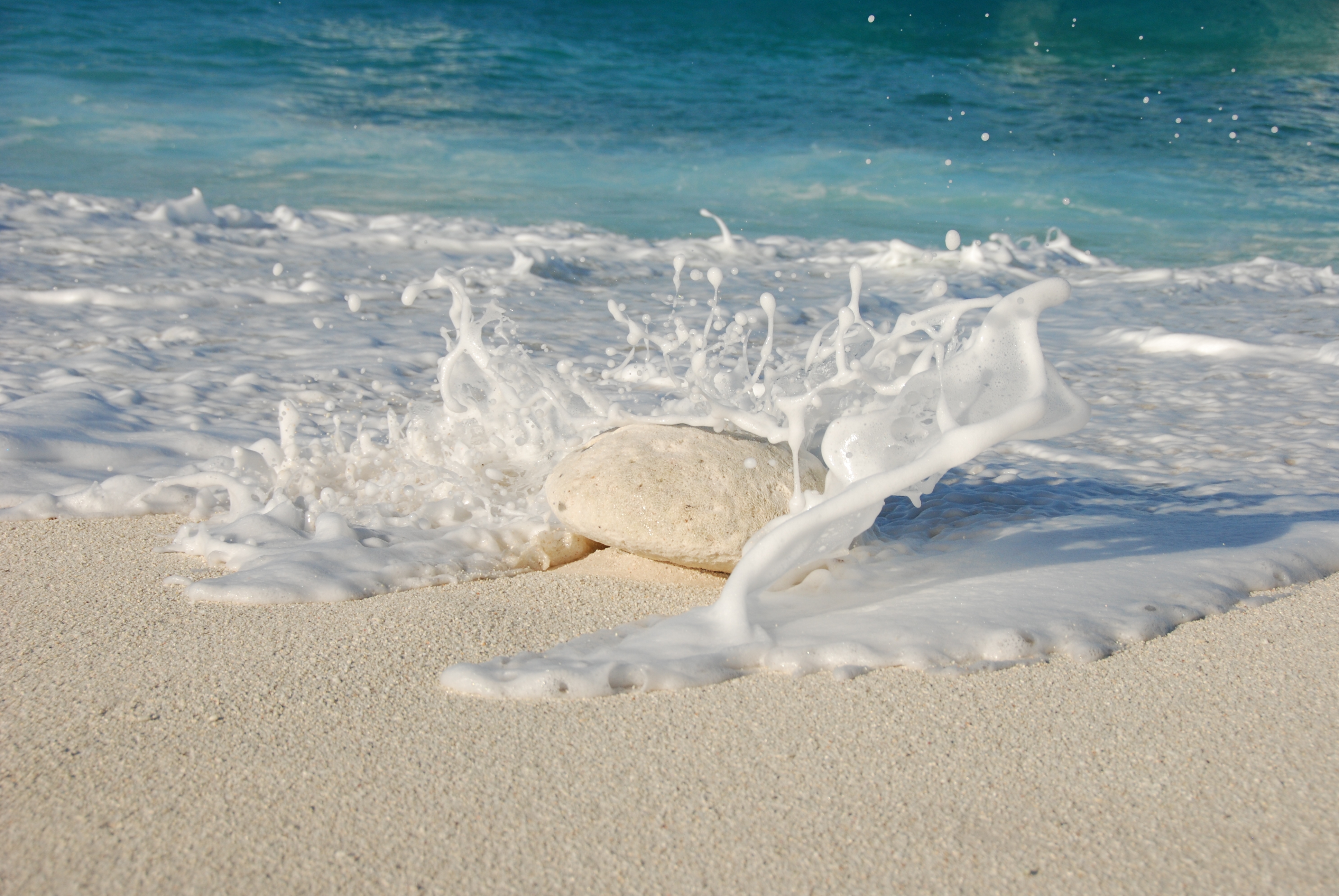 Sea foam on white sand