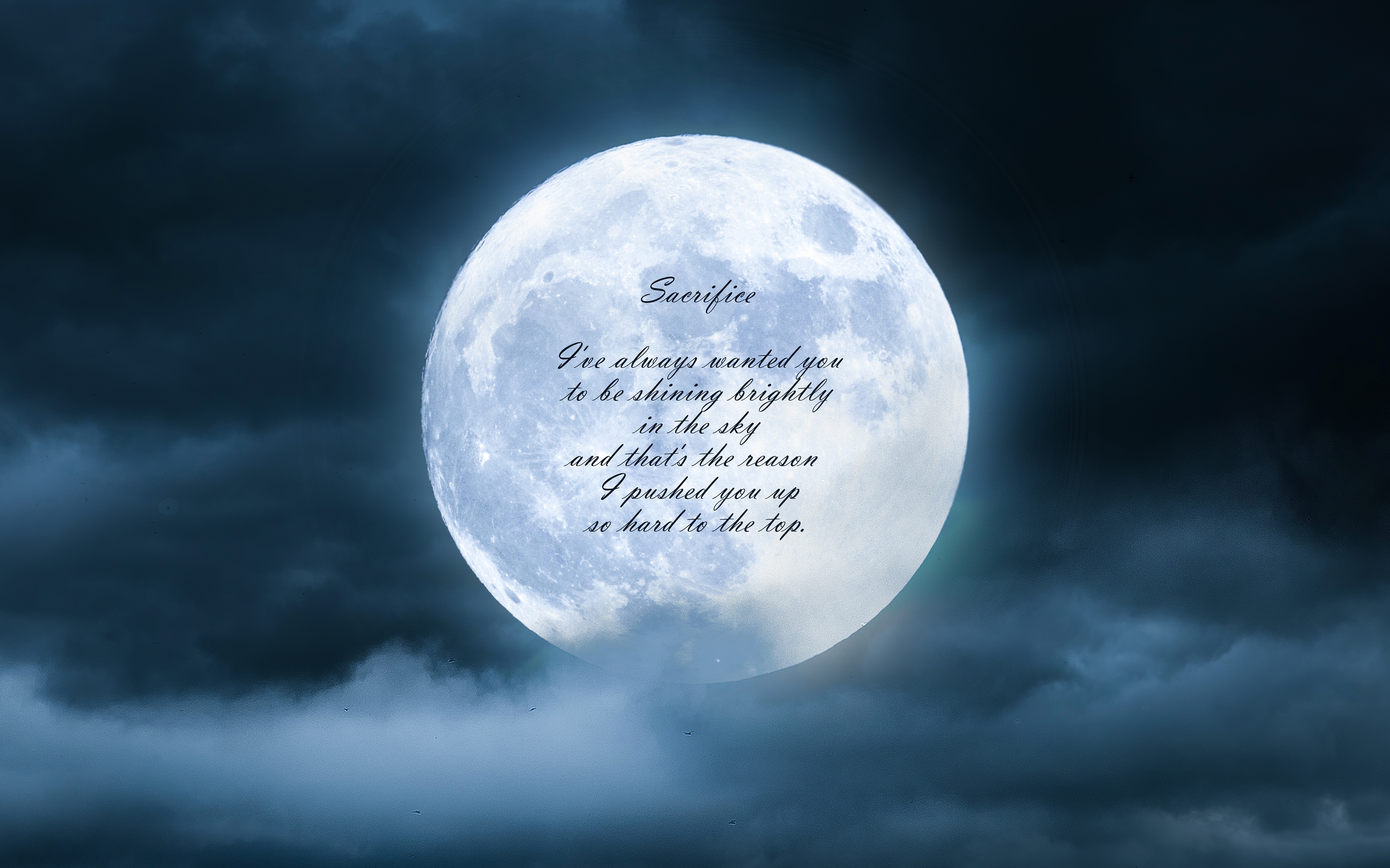 Фото бесплатно обои луна, облака, цитата о жертвенности