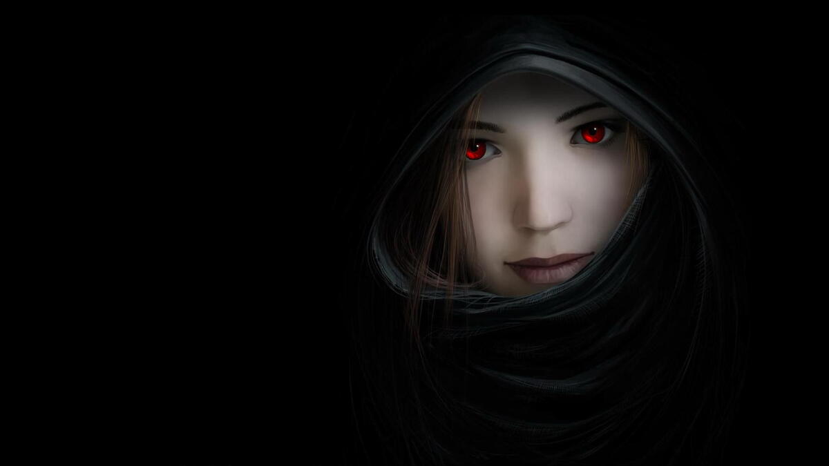 Portrait of a girl with red eyes