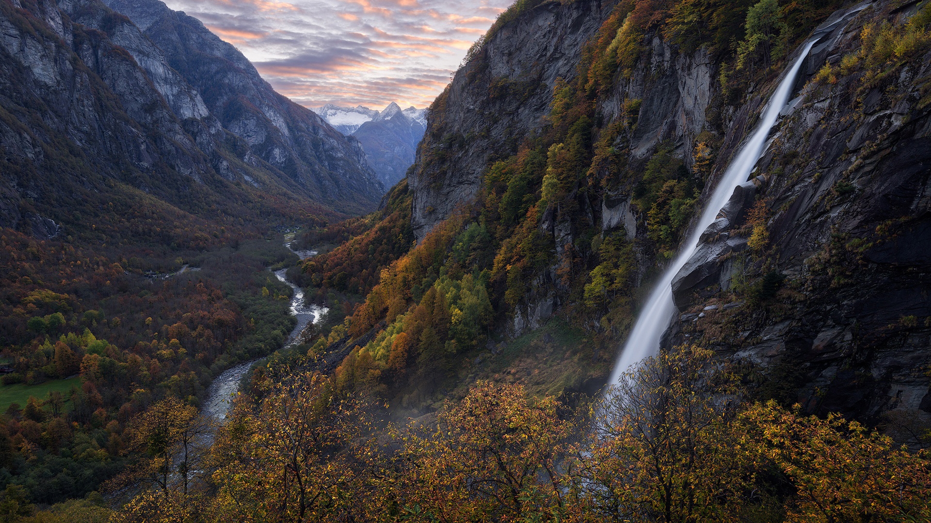 Обои обои водопад Швейцария река на рабочий стол