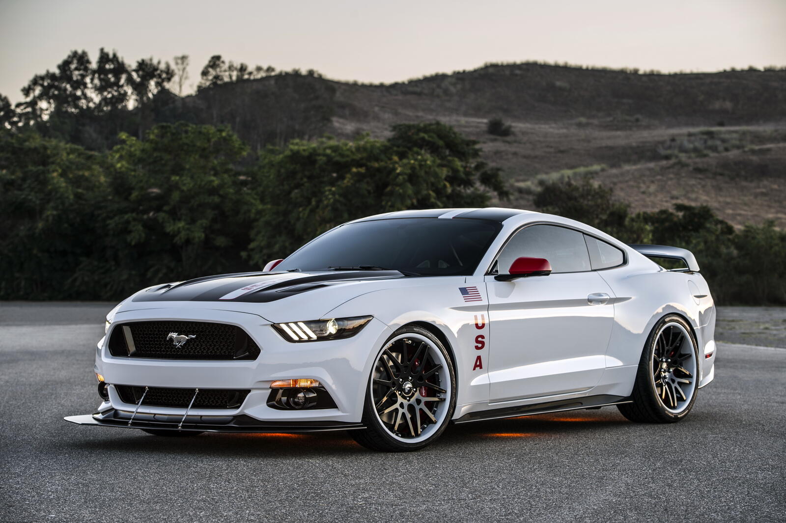Free photo Tuned Ford Mustang in white
