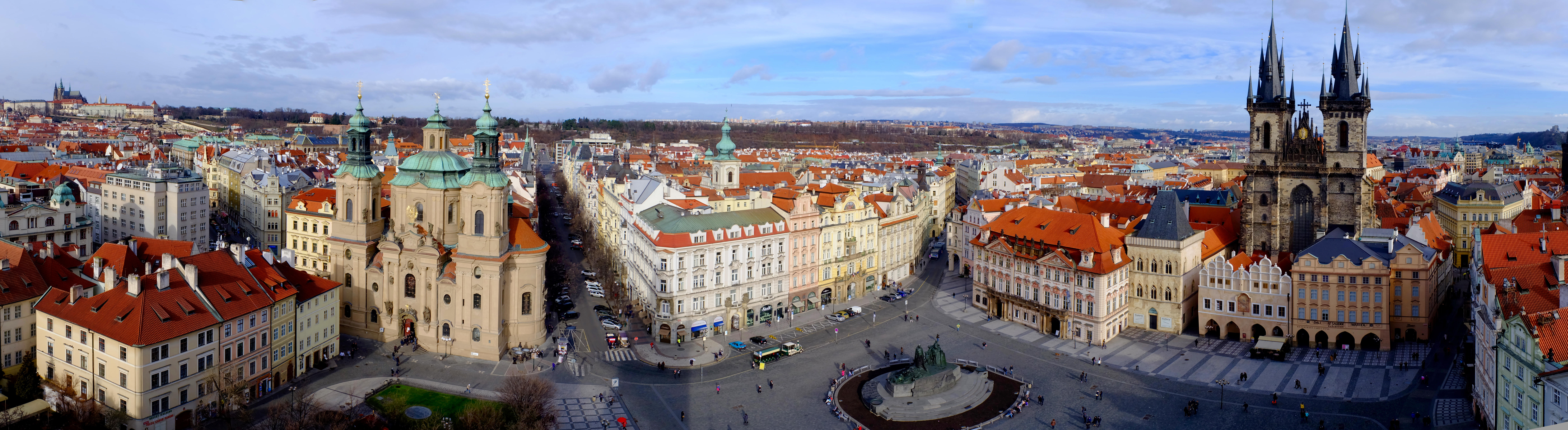 Обои панорама вид сверху Прага на рабочий стол