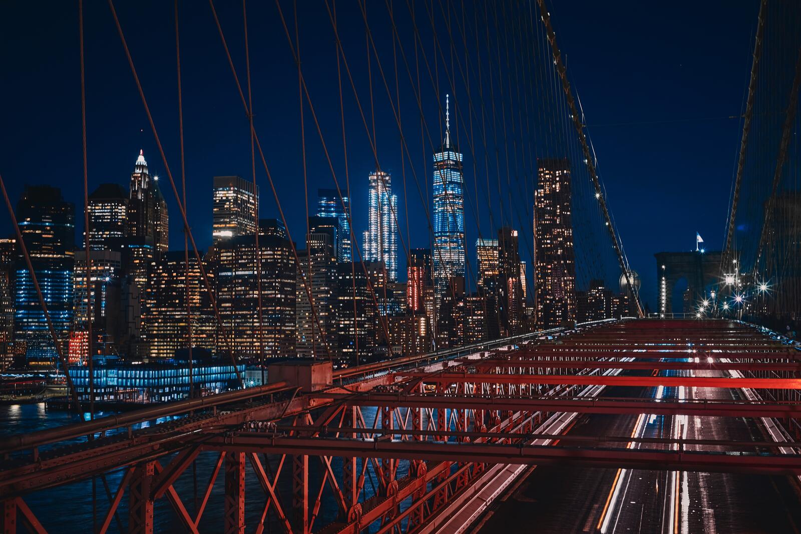 Обои обои бруклинский мост Нью-Йорк ночь на рабочий стол