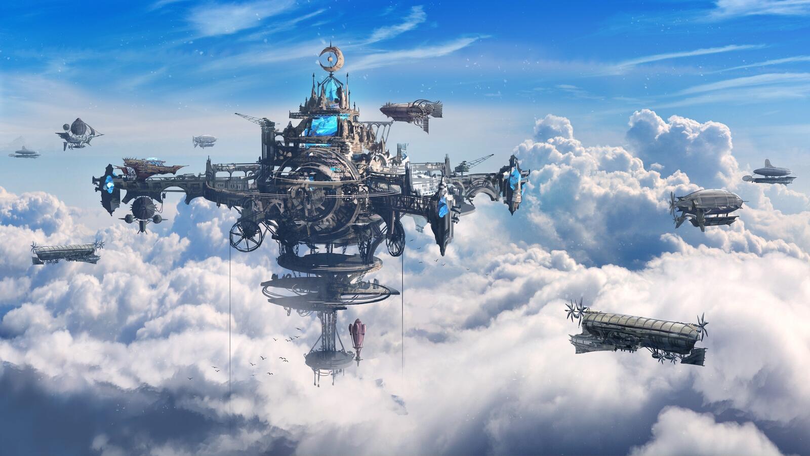 Wallpapers steampunk ships clouds on the desktop