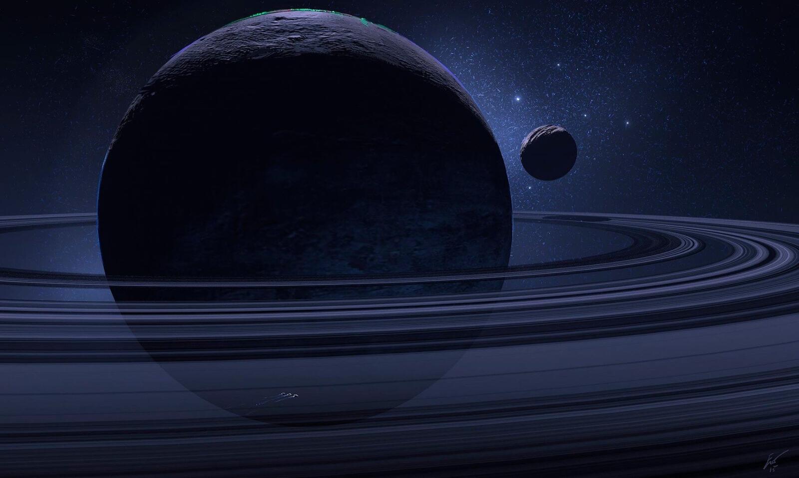 Wallpapers planet stars ring system on the desktop