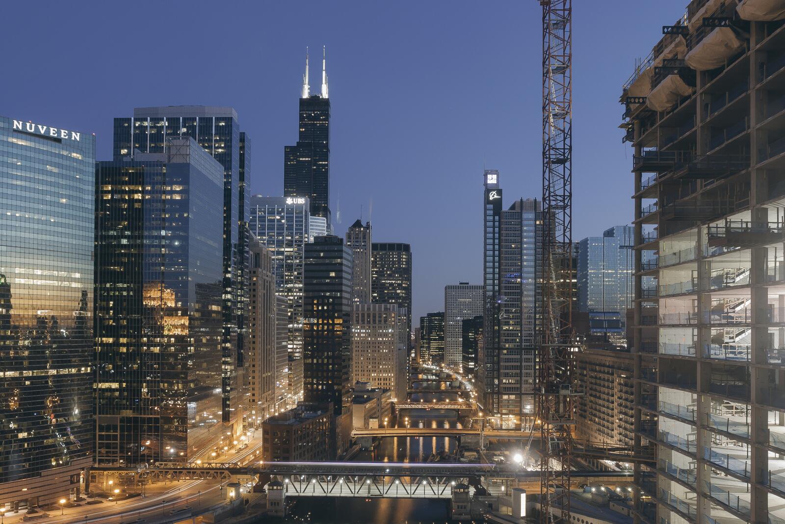 Обои ночь Чикаго городской пейзаж на рабочий стол