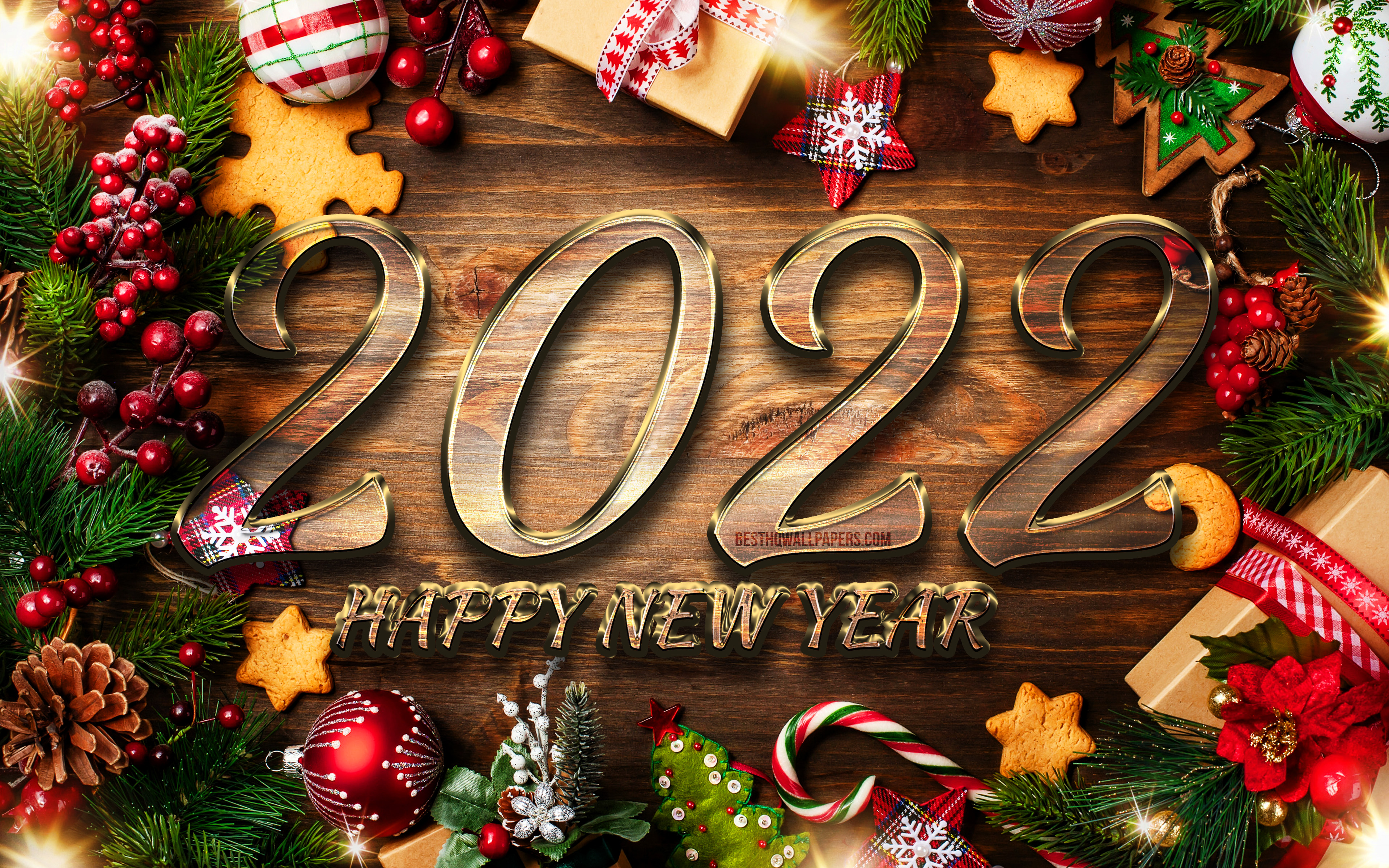 桌面上的壁纸假日 2022 年新年快乐 新年