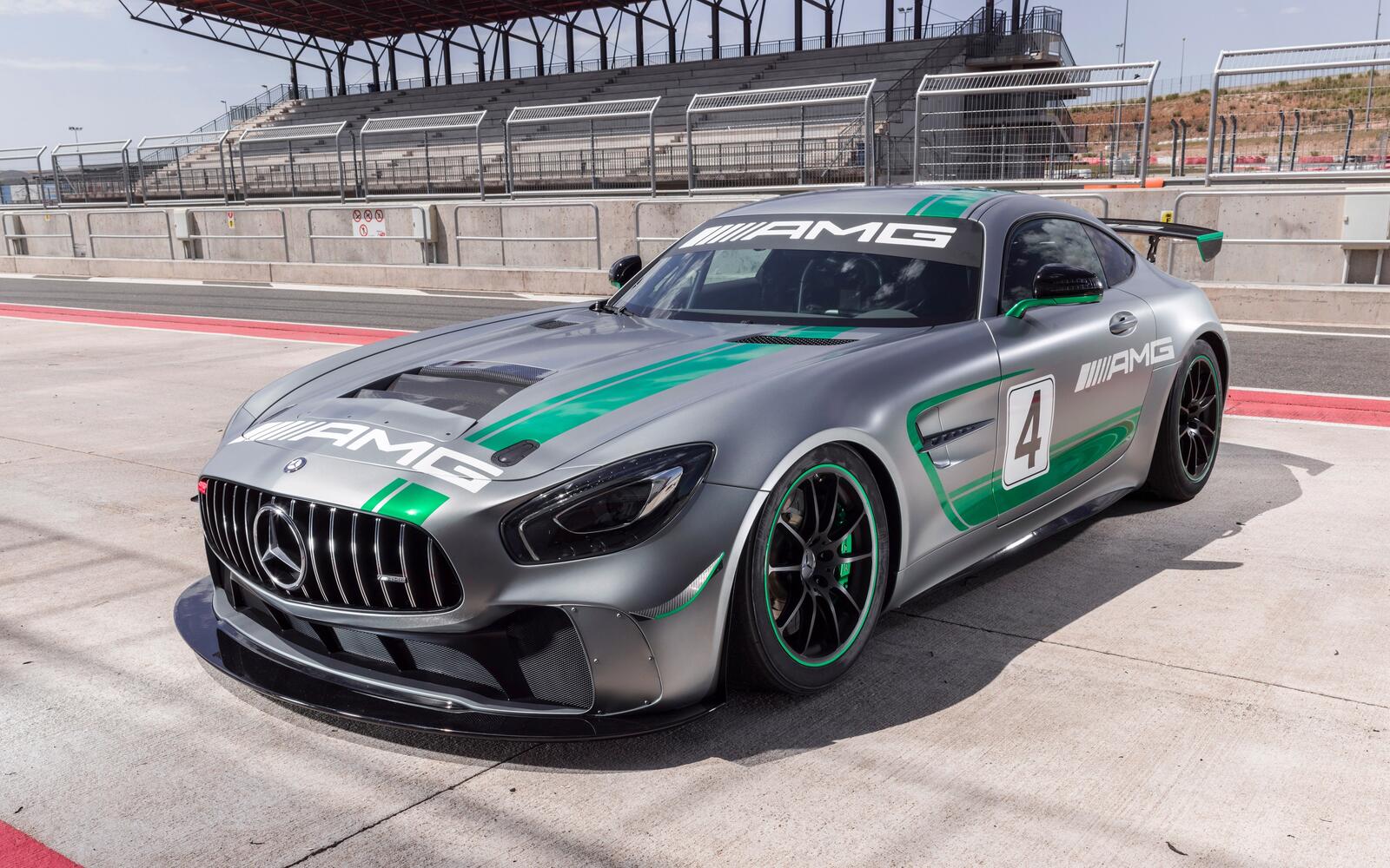 Wallpapers Mercedes AMG GT4 supercar silvery on the desktop