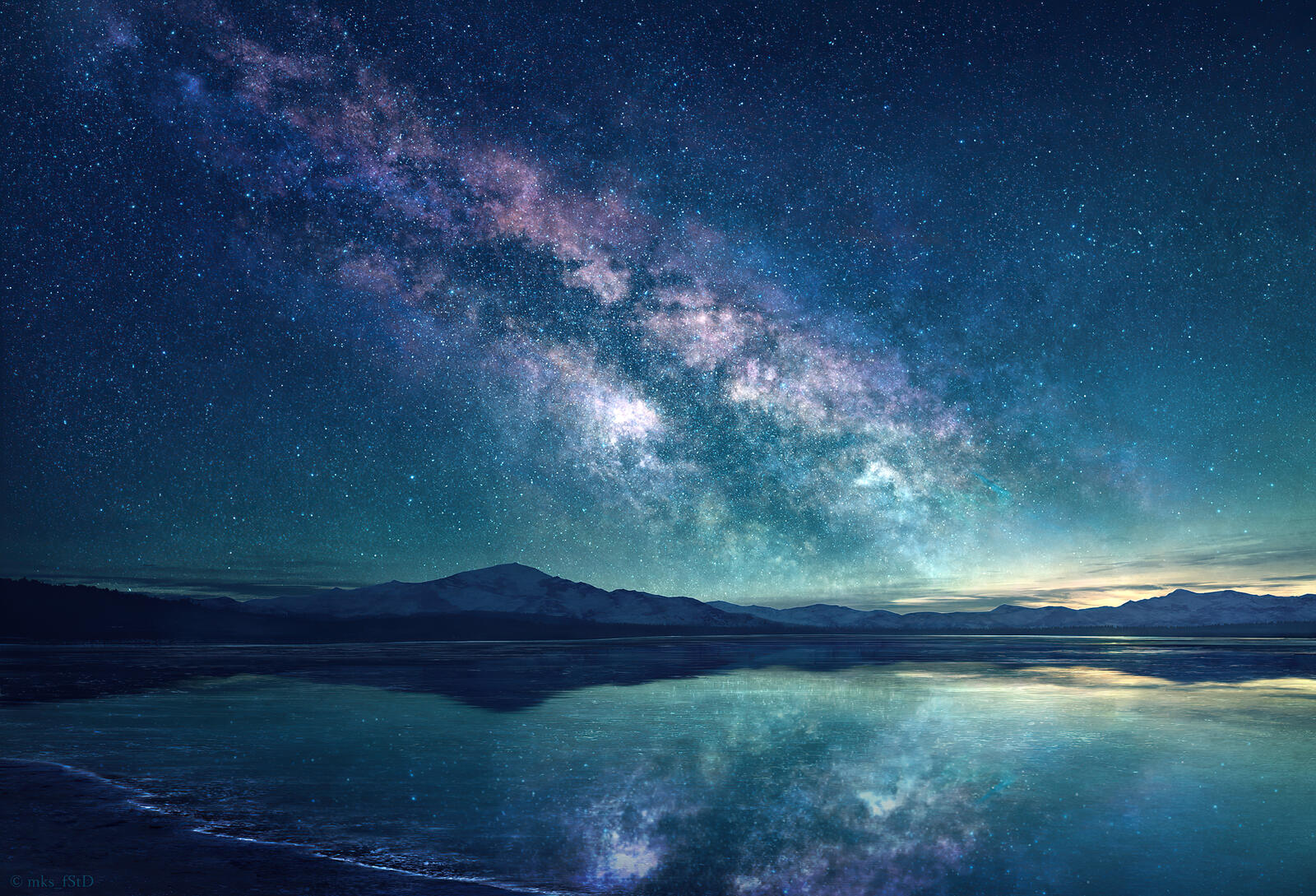 Wallpapers Milky Way lake sky on the desktop