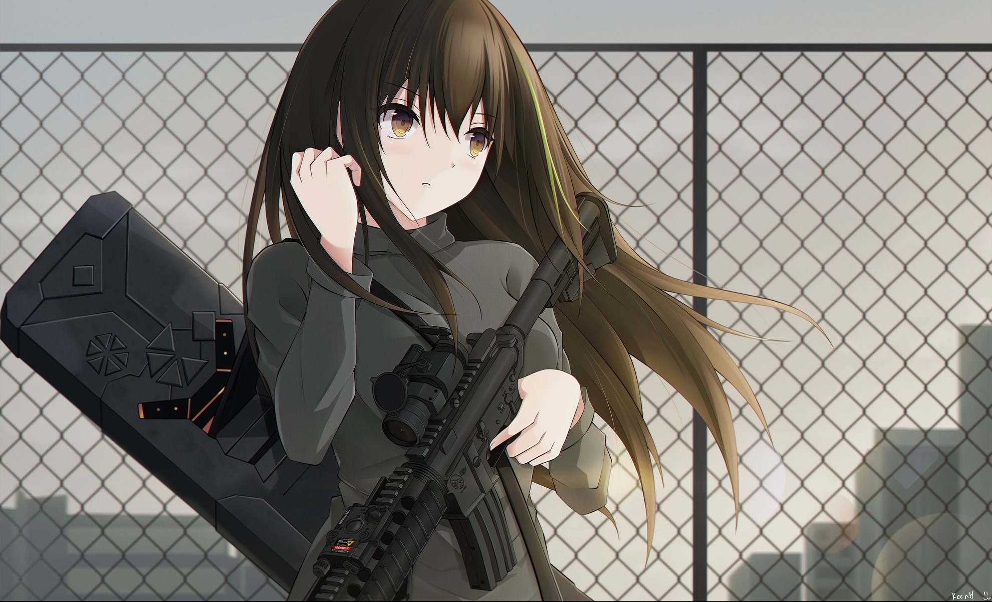 Photo Wallpaper Anime Girl Blonde Rifle Free Pictures On Fonwall