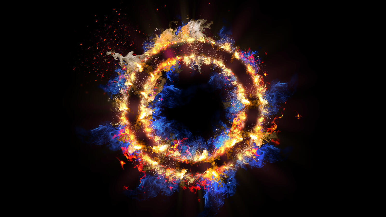 Бесплатное фото Абстрактное кольцо горит необычным пламенем