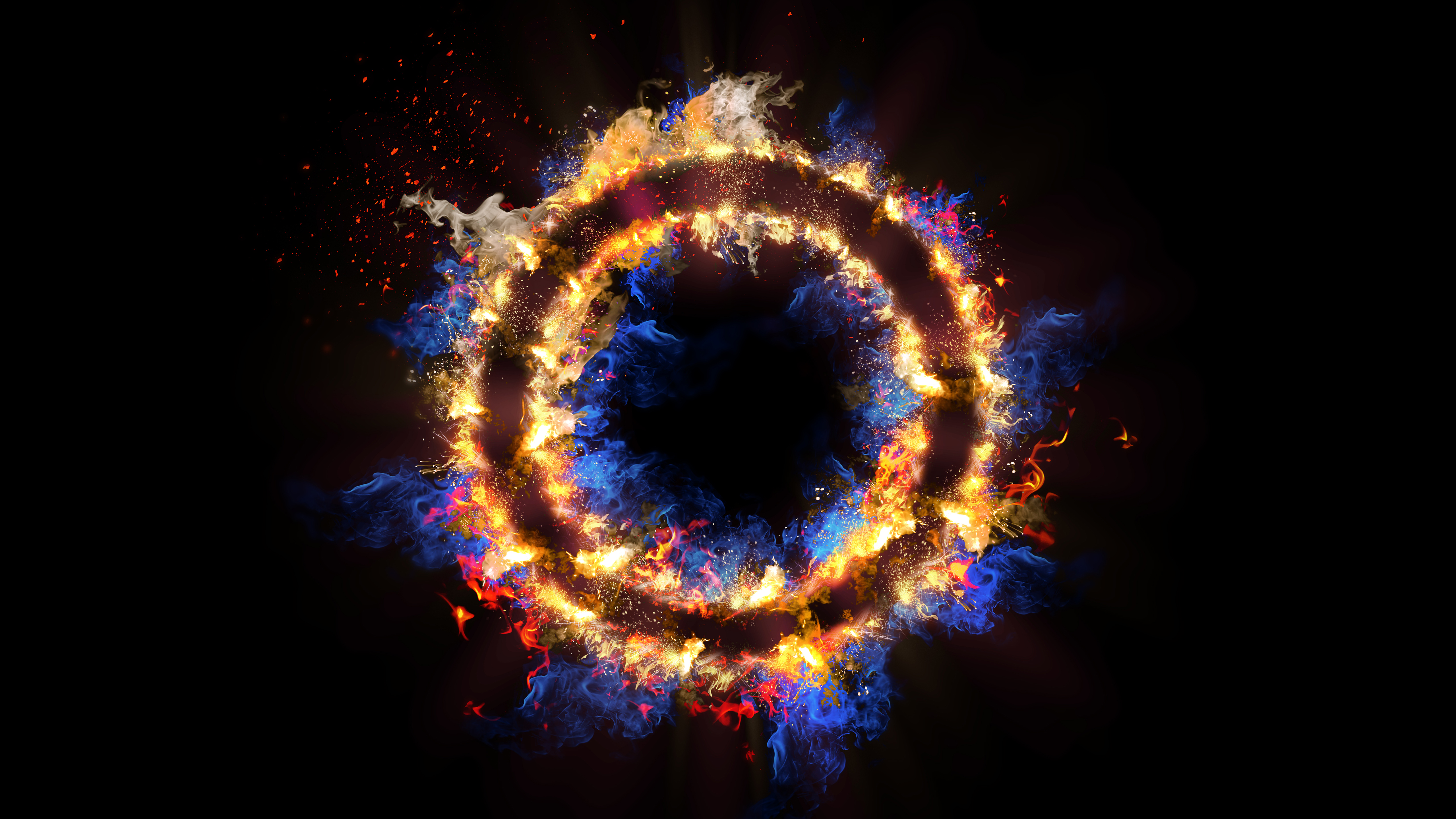 Бесплатное фото Абстрактное кольцо горит необычным пламенем