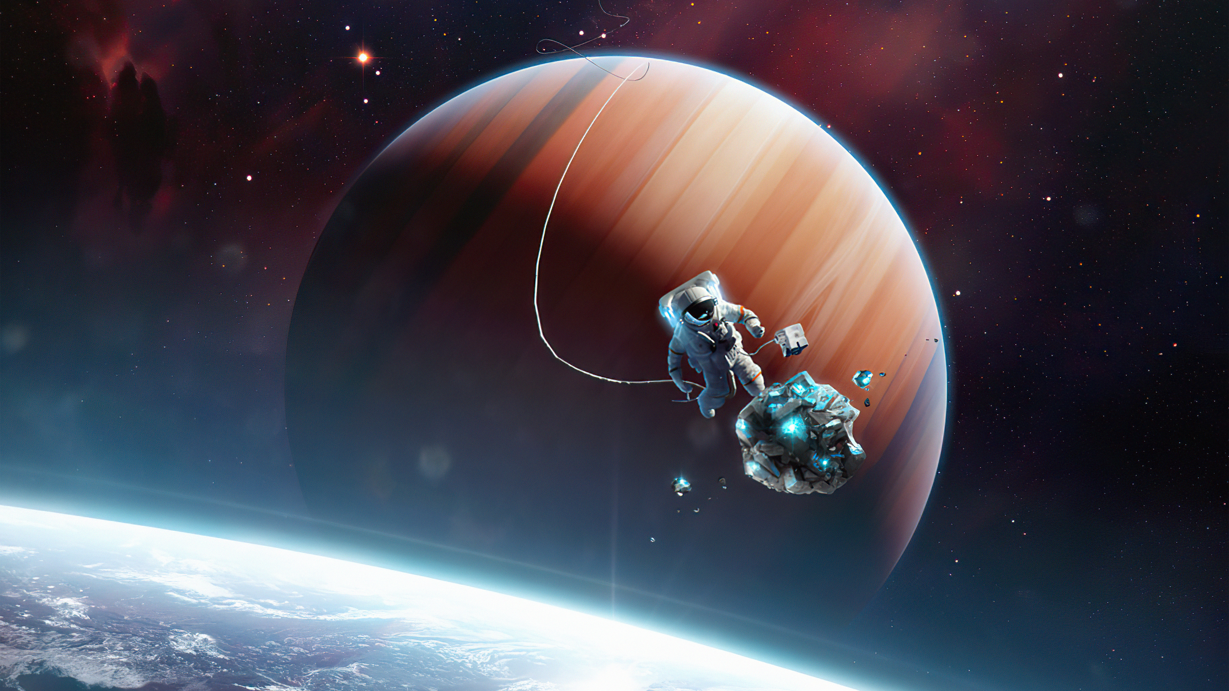 Wallpapers astronaut planet digital art on the desktop