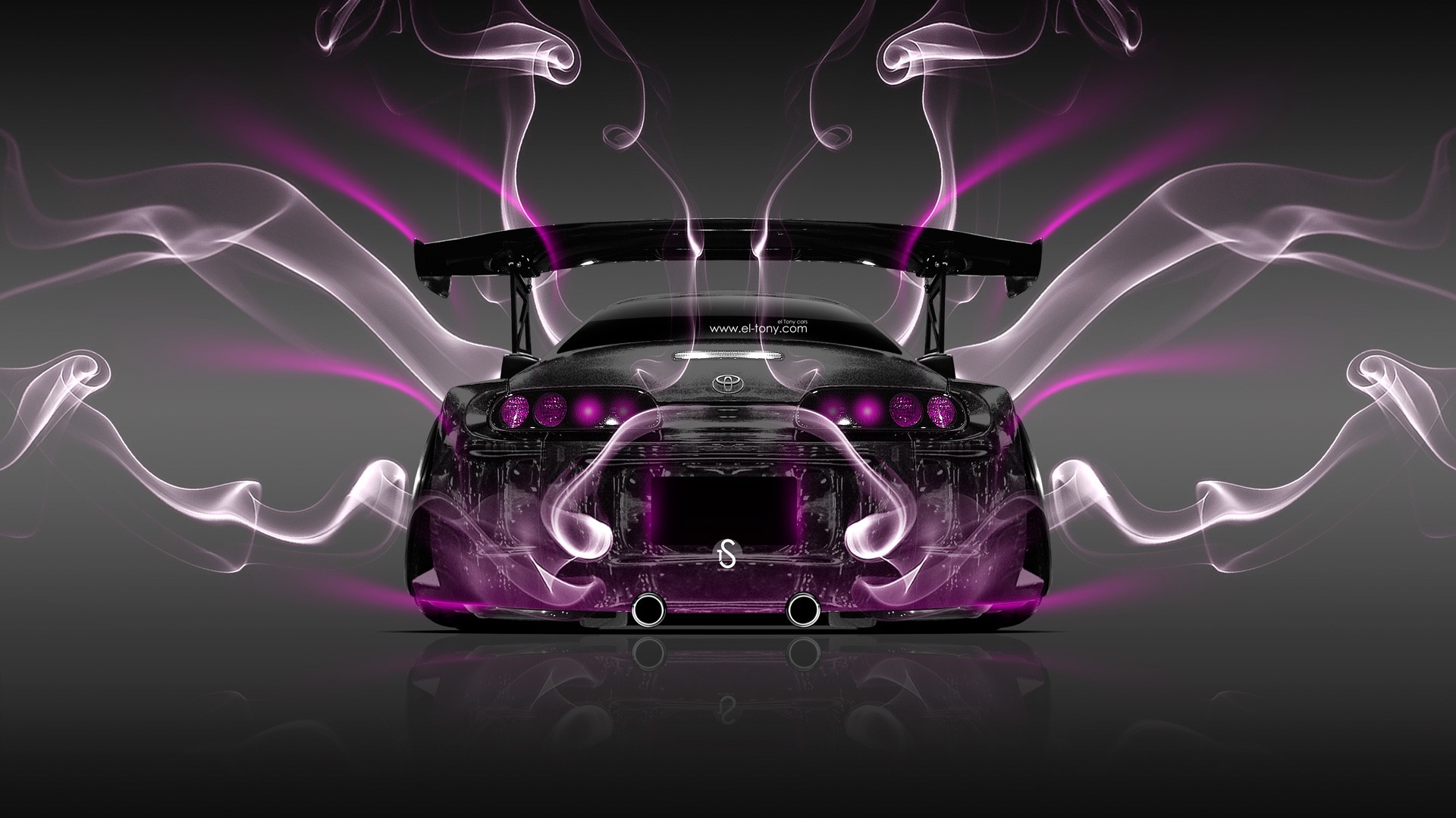 Free photo Toyota Supra in a rendering of the rear view image