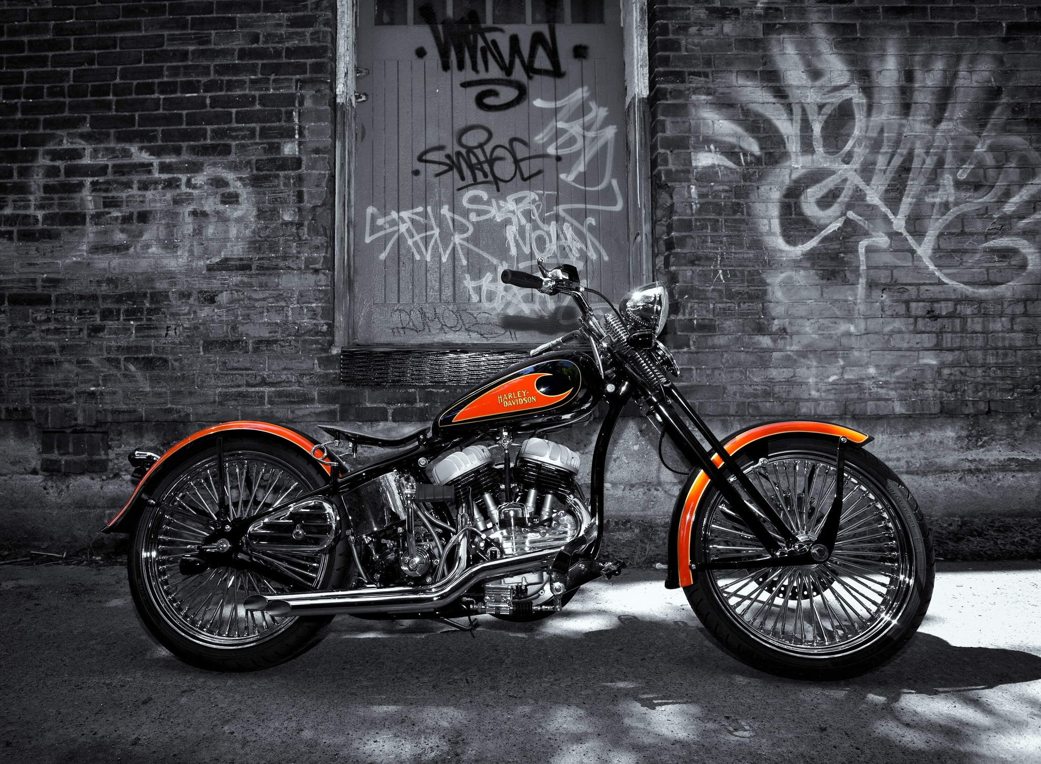 Harley Davidson in orange