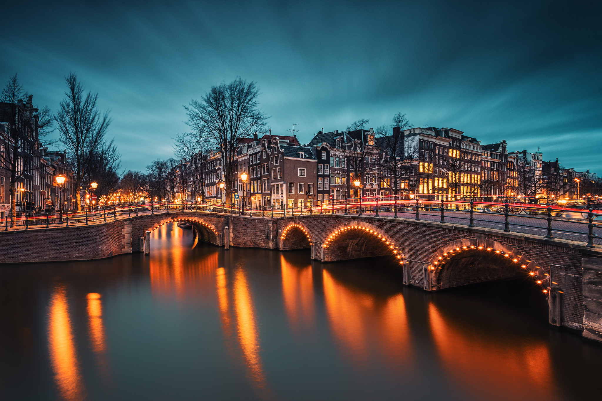 Wallpapers Amsterdam lights city on the desktop