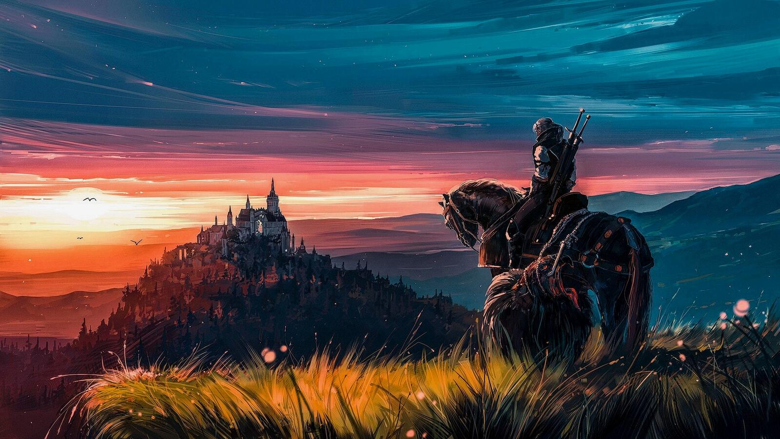 Wallpapers the witcher sky castle on the desktop