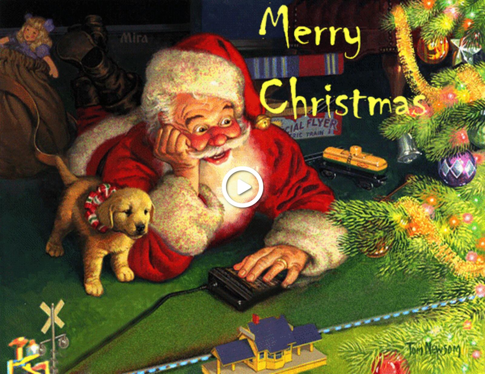 一张以圣诞快乐 动画 图画为主题的明信片