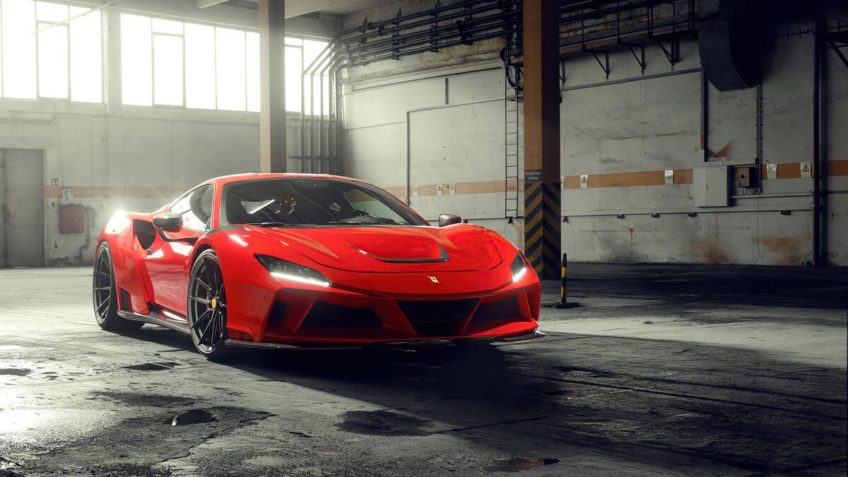 Ferrari f8 в большом ангаре