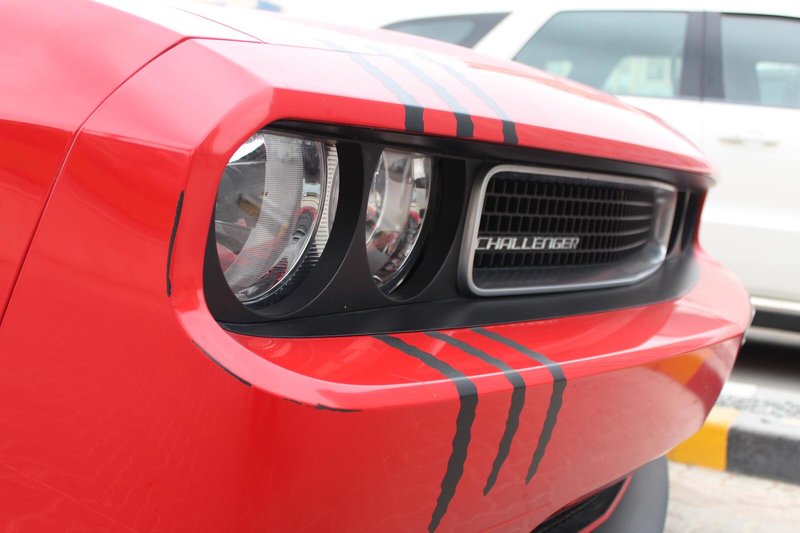 Wallpapers Dodge Challenger red muscle cars on the desktop