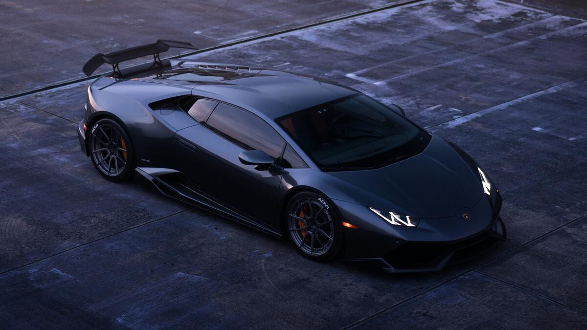 black austere Lamborghini Huracan front view
