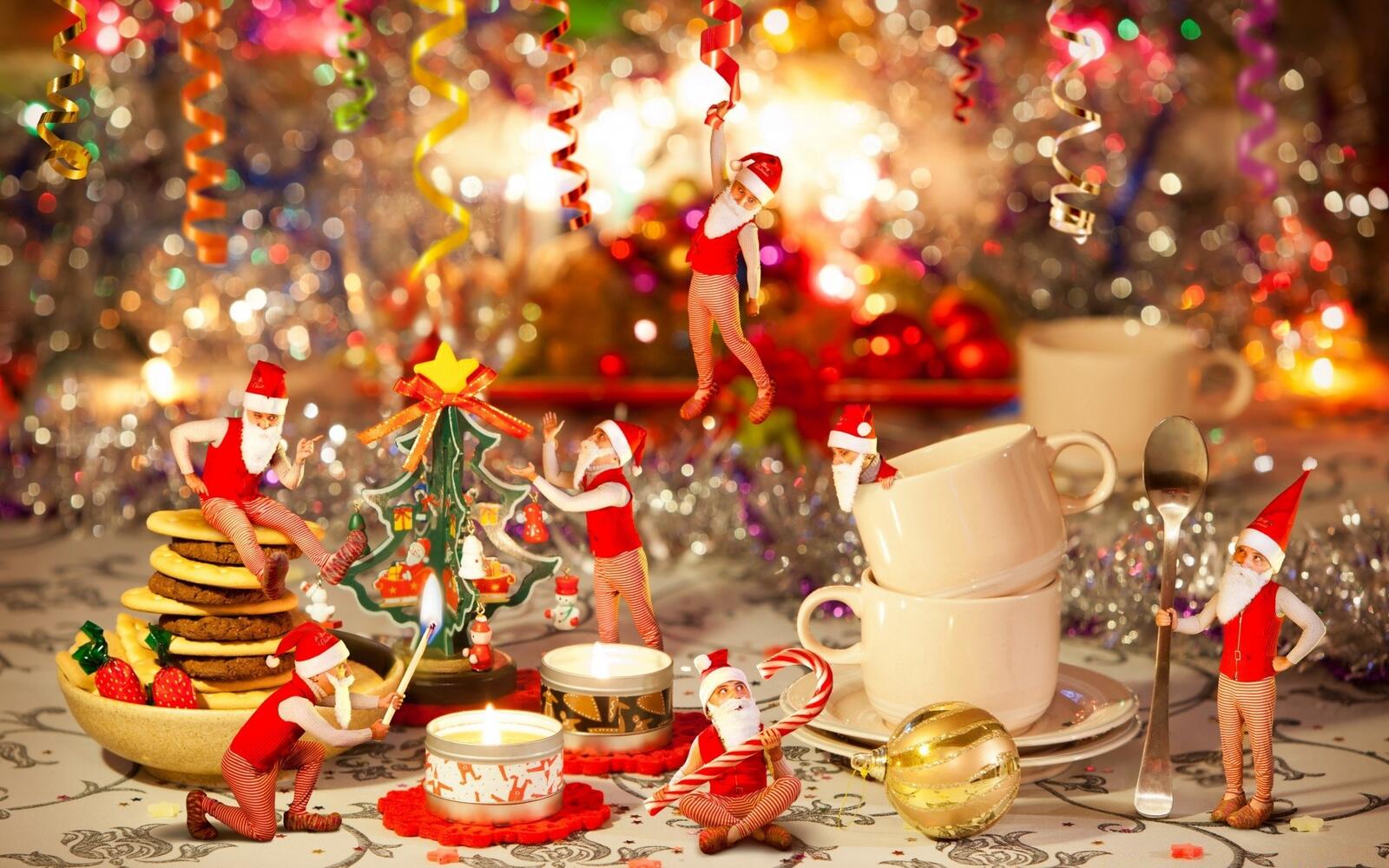 Wallpapers new year`s table new year atmosphere festive table on the desktop