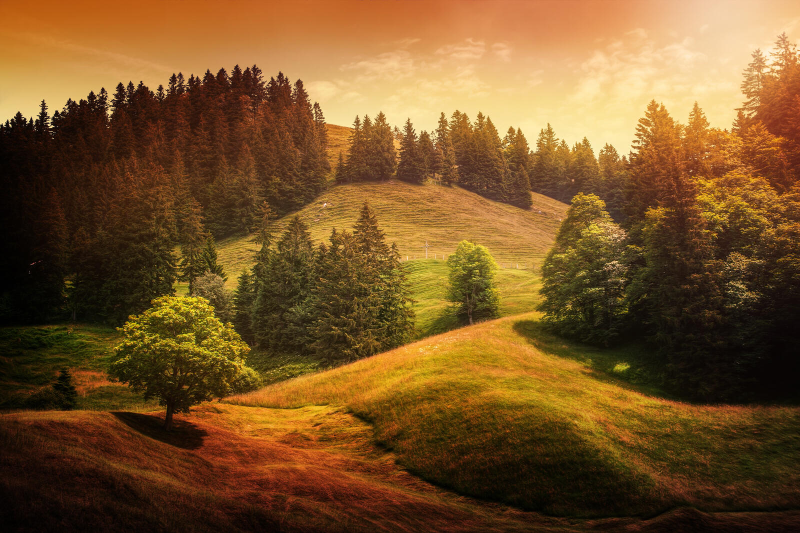 Бесплатное фото Заставки на тему закат, холмы