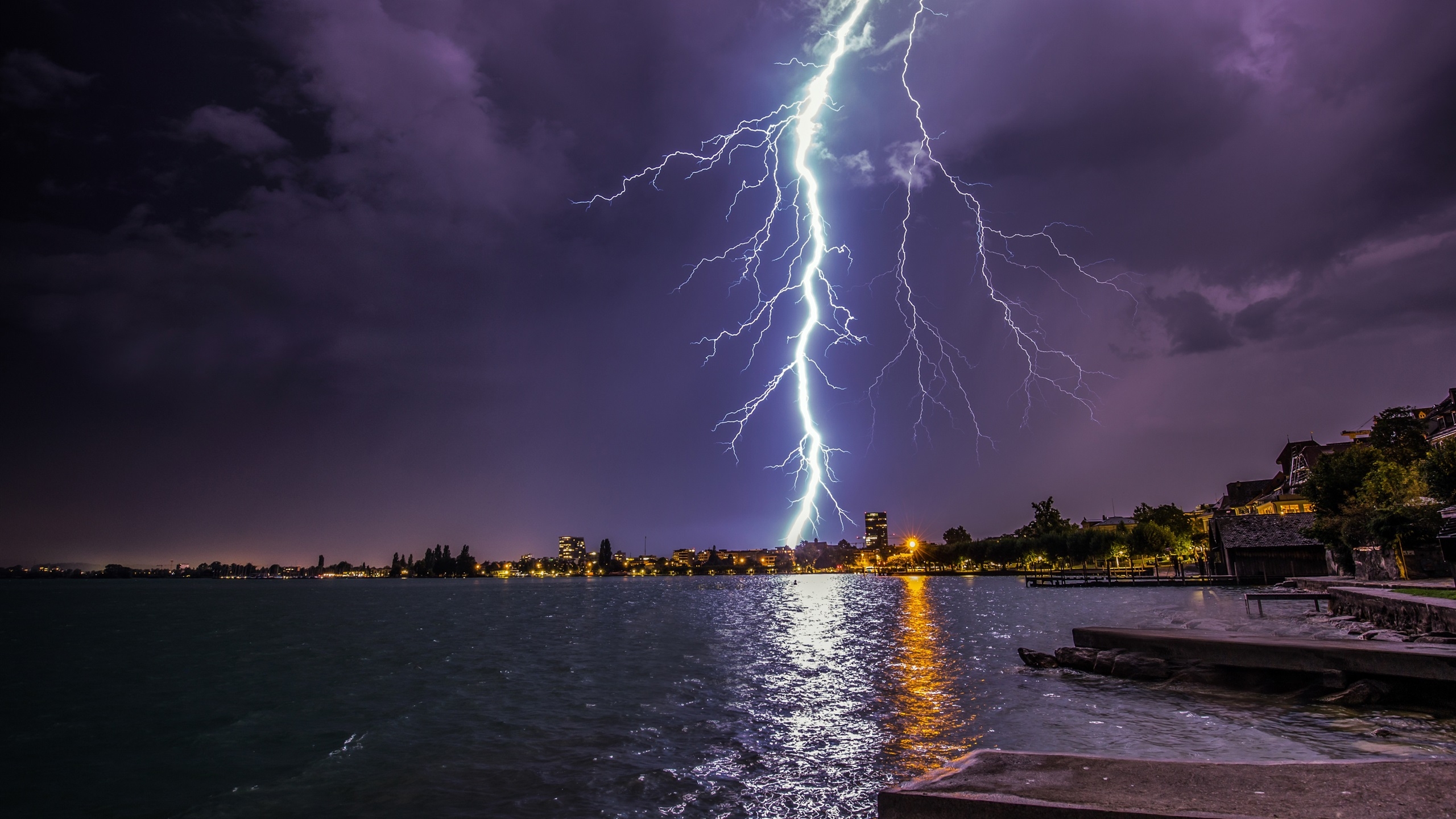 Фото бесплатно обои молния, ночь, шторм