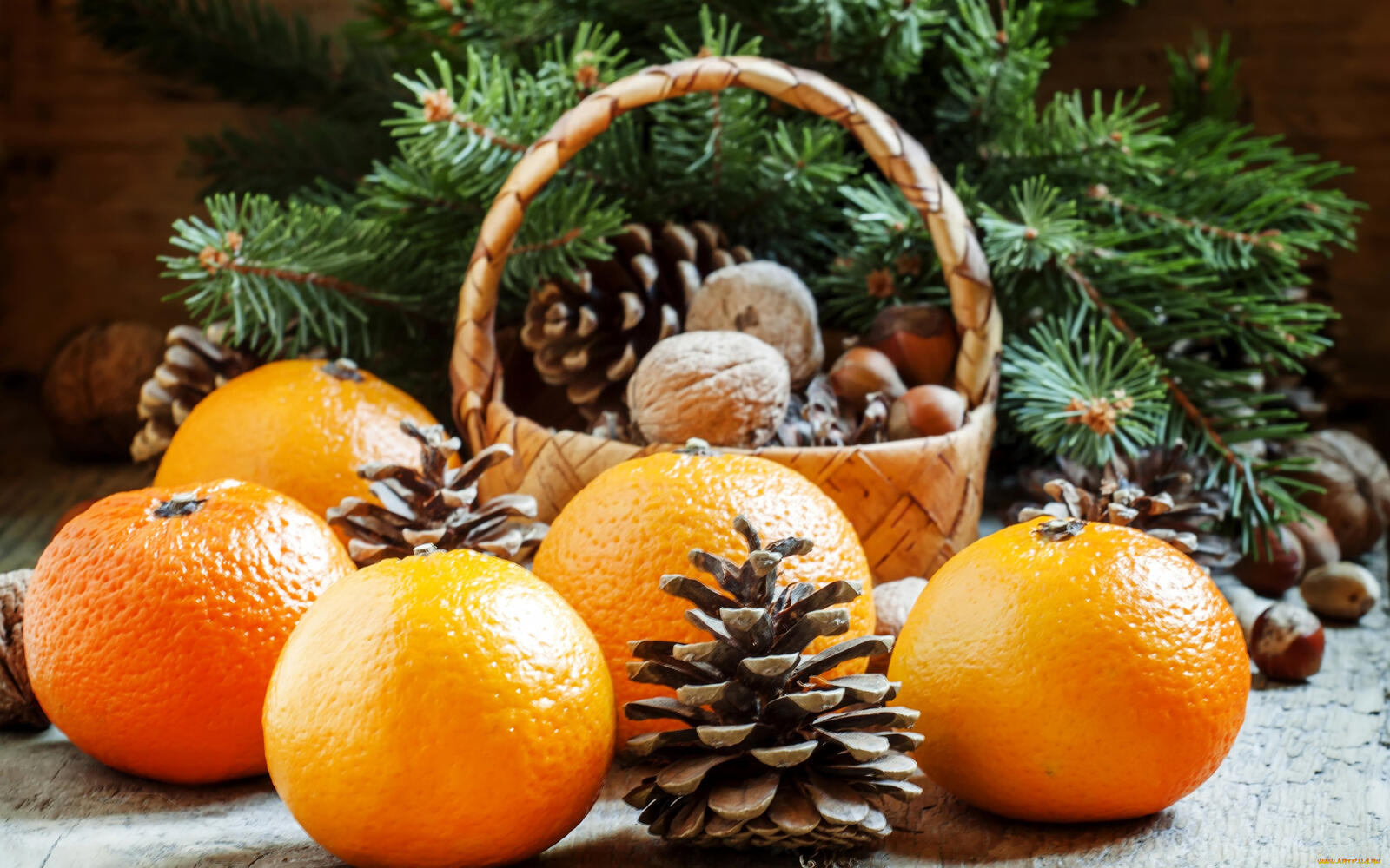 桌面上的壁纸新年桔子 柑橘 食物
