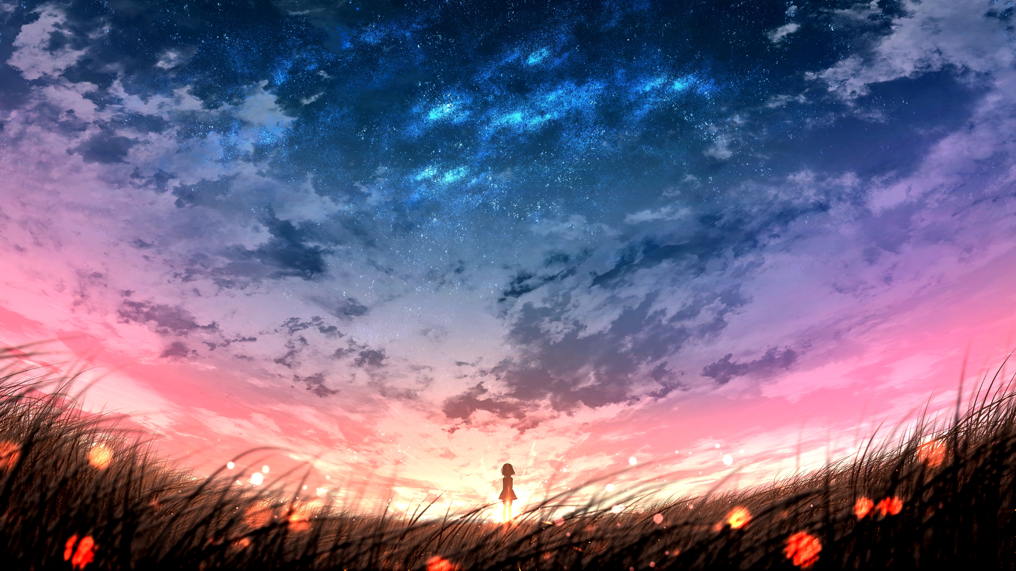 Photo wallpaper anime landscape sunset plants - free pictures on Fonwall