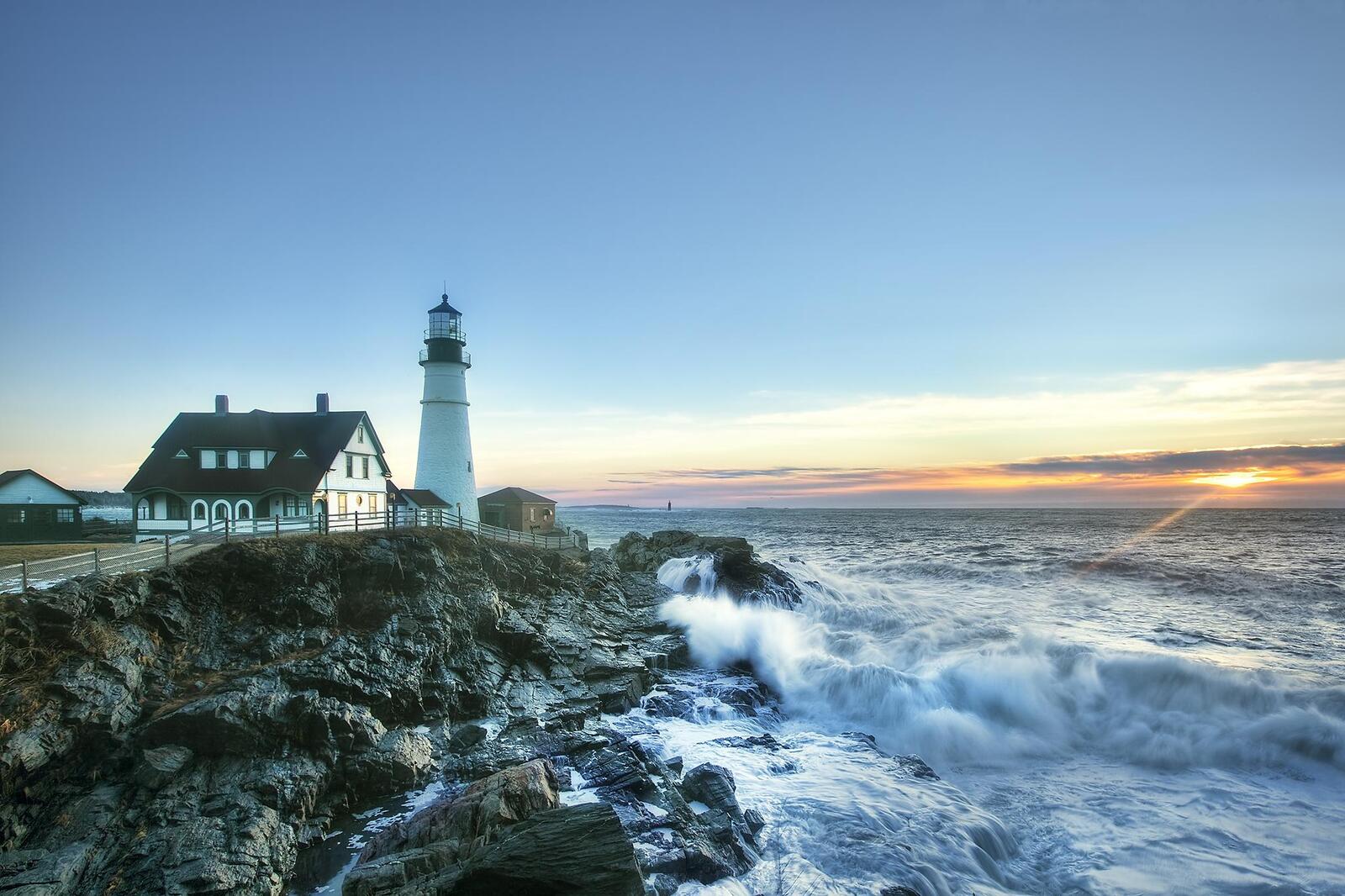Wallpapers Cape Elizabeth rocks The Bay of Maine on the desktop