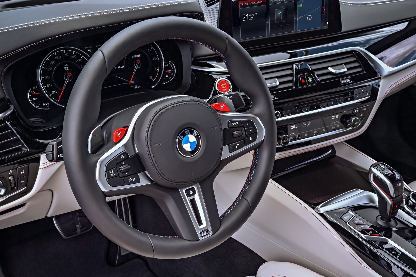 Wallpapers machine BMW M5 steering wheel on the desktop